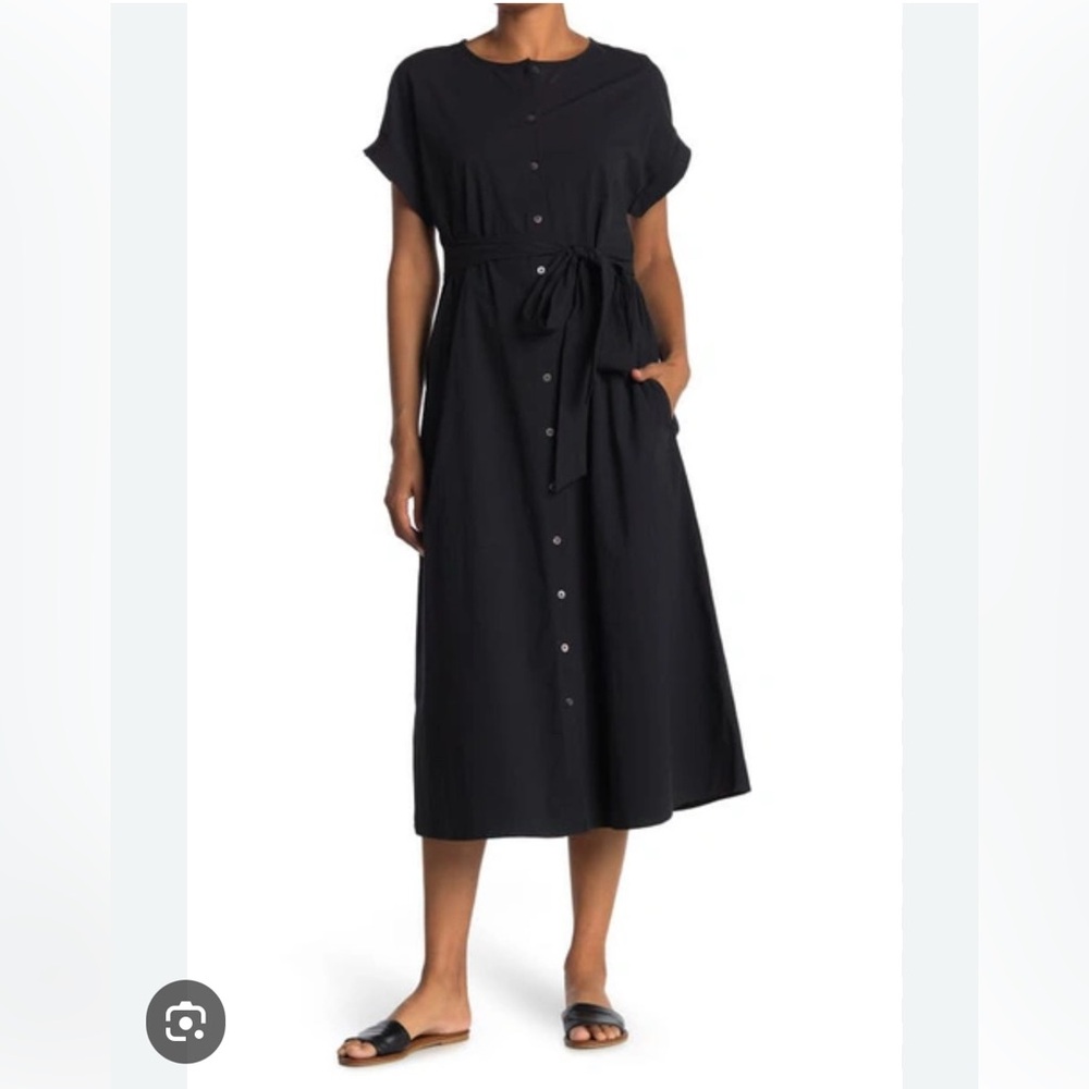 Madewell Black Dolman Sleeve Button Front Midi Dress